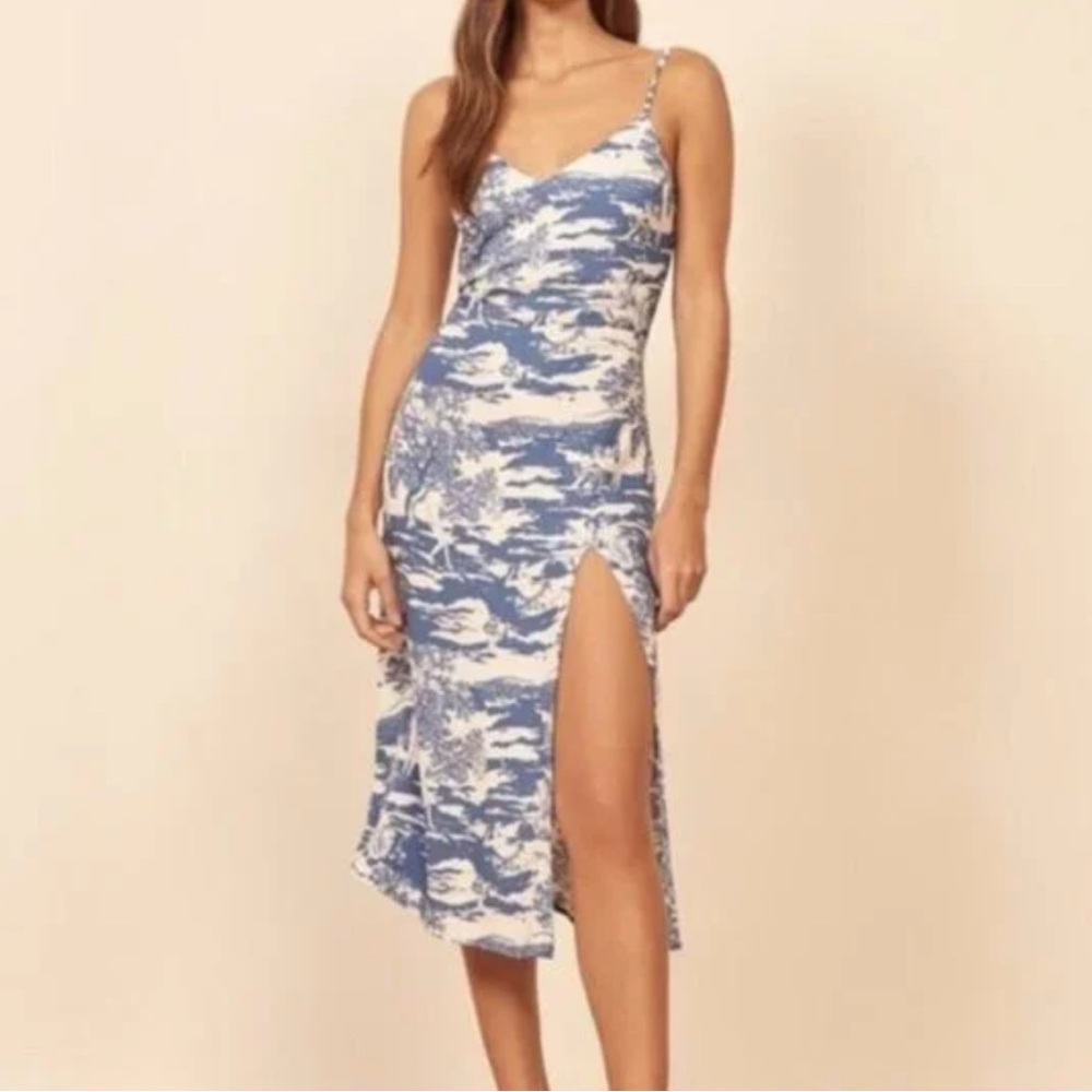 Reformation Crimini Toscana Tank Midi Dress Blue White‎ Resortwear Dutch Naked